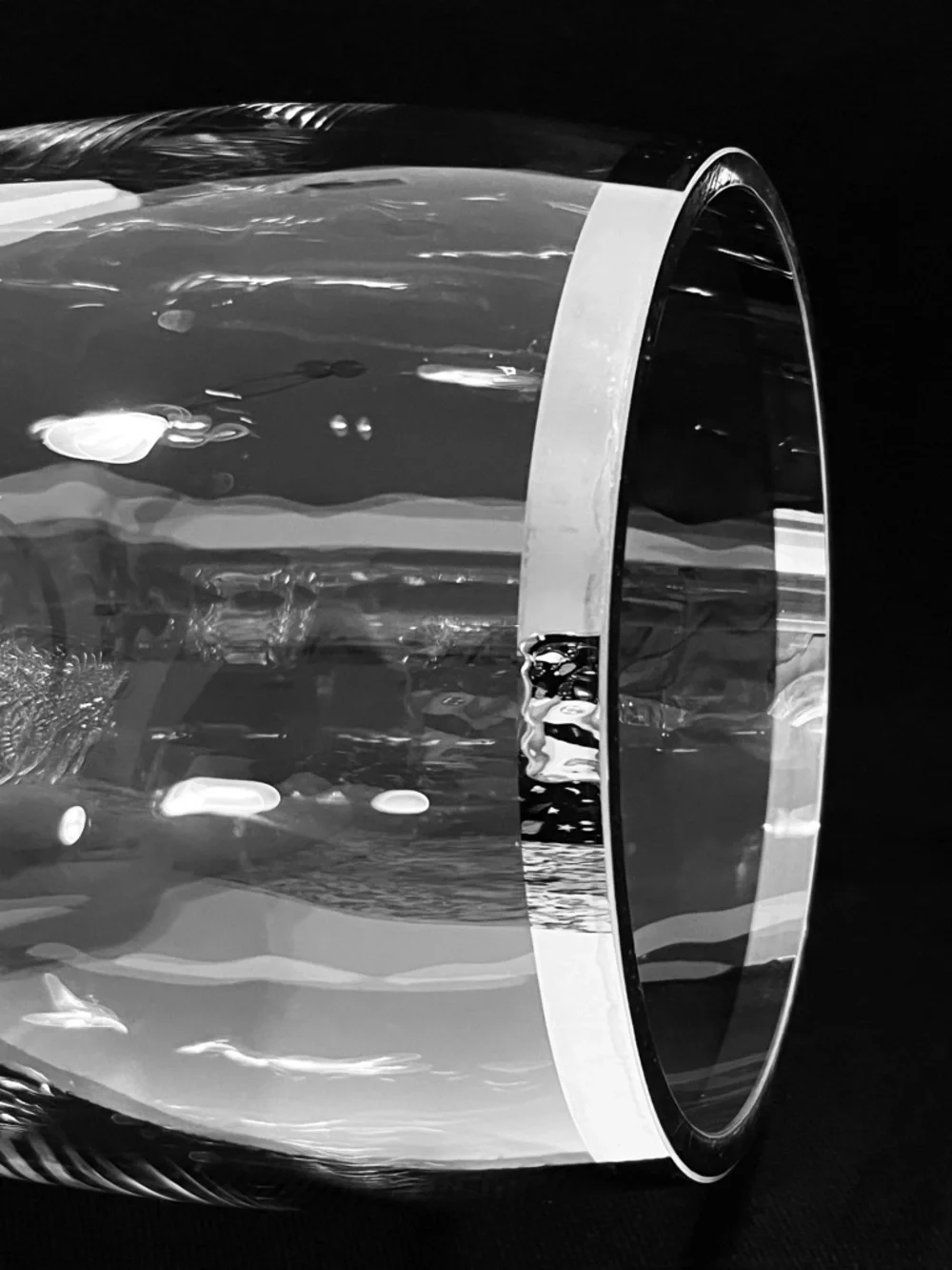 Crate & Barrel Crystal Vase or Champagne Basket Platinum Rim 8.25” Poland